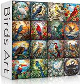 Oiseaux en verre tachés puzzles 1000 pièces
